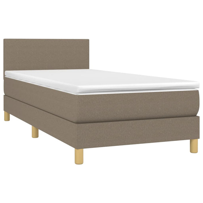 Pat box spring cu saltea, gri taupe, 90x200 cm, textil - WALTI WALTI