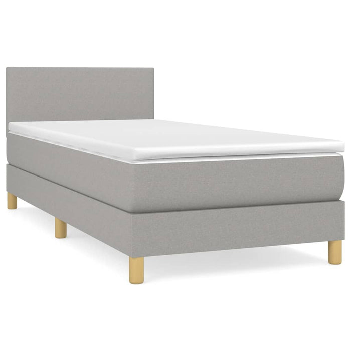 Pat box spring cu saltea, gri deschis, 100x200 cm, textil - WALTI WALTI