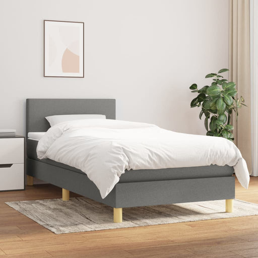Pat box spring cu saltea, gri închis, 100x200 cm, textil - WALTI WALTI