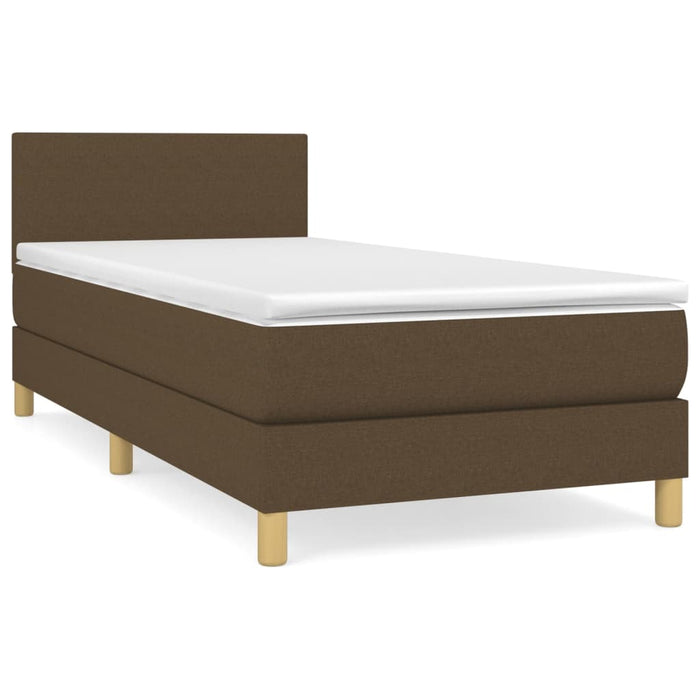 Pat box spring cu saltea, maro închis, 100x200 cm, textil - WALTI WALTI