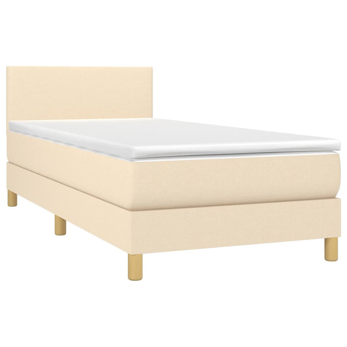 Pat box spring cu saltea, crem, 100x200 cm, textil - WALTI WALTI