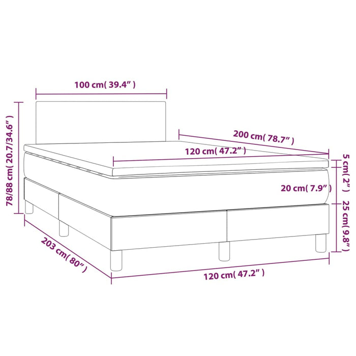 Pat box spring cu saltea, negru, 120x200 cm, textil - WALTI WALTI