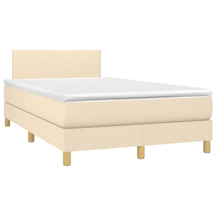 Pat box spring cu saltea, crem, 120x200 cm, textil - WALTI WALTI
