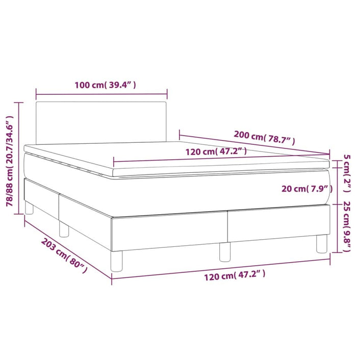 Pat box spring cu saltea, crem, 120x200 cm, textil - WALTI WALTI