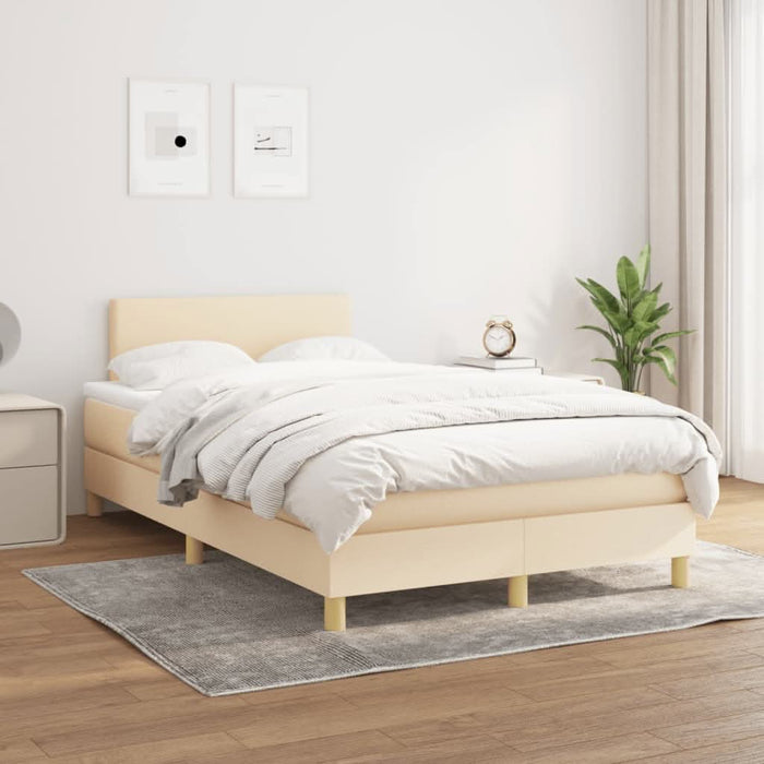 Pat box spring cu saltea, crem, 120x200 cm, textil - WALTI WALTI
