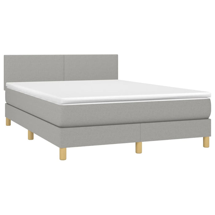 Pat box spring cu saltea, gri deschis, 140x190 cm, textil - WALTI WALTI