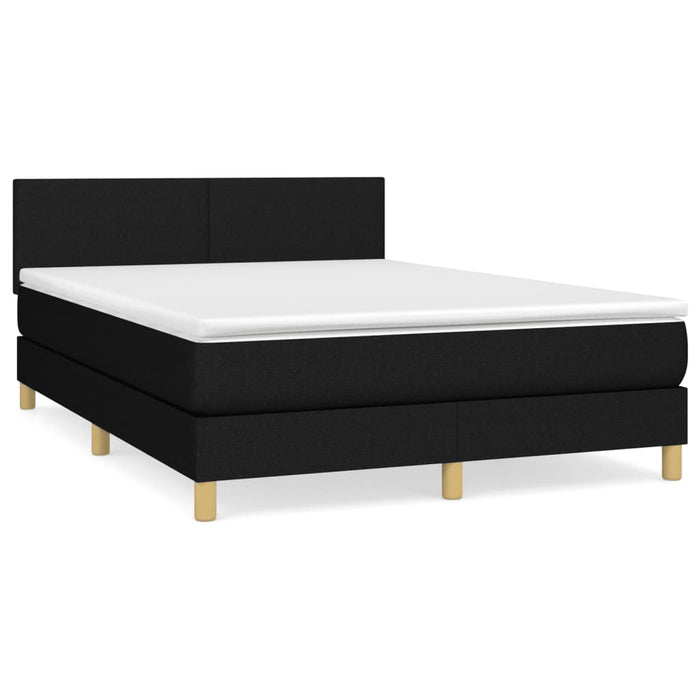 Pat box spring cu saltea, negru, 140x190 cm, textil - WALTI WALTI