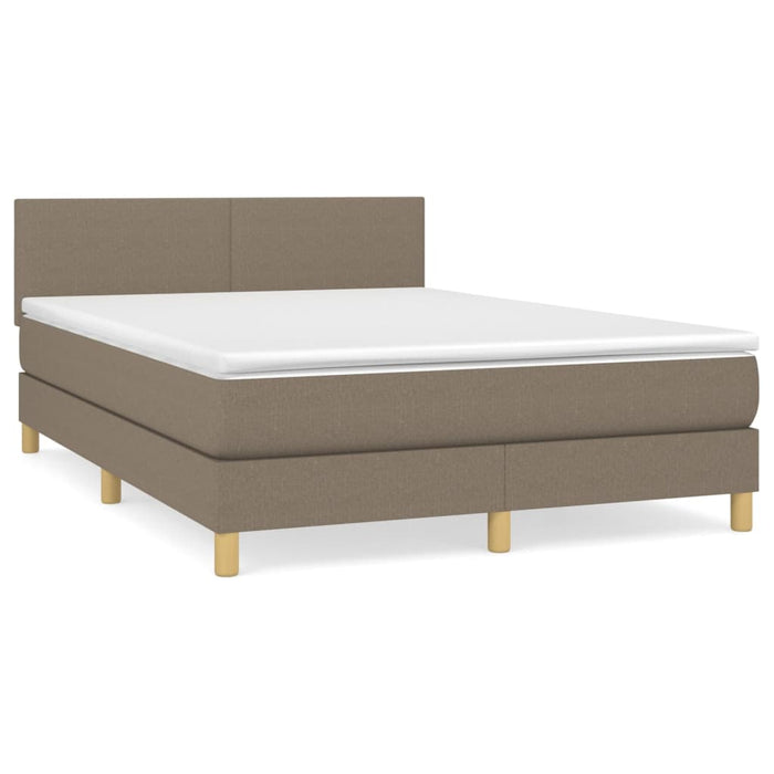 Pat box spring cu saltea, gri taupe, 140x200 cm, textil - WALTI WALTI