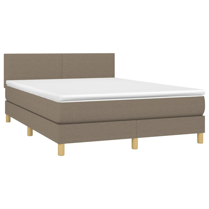 Pat box spring cu saltea, gri taupe, 140x200 cm, textil - WALTI WALTI