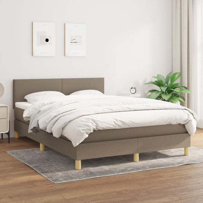 Pat box spring cu saltea, gri taupe, 140x200 cm, textil - WALTI WALTI
