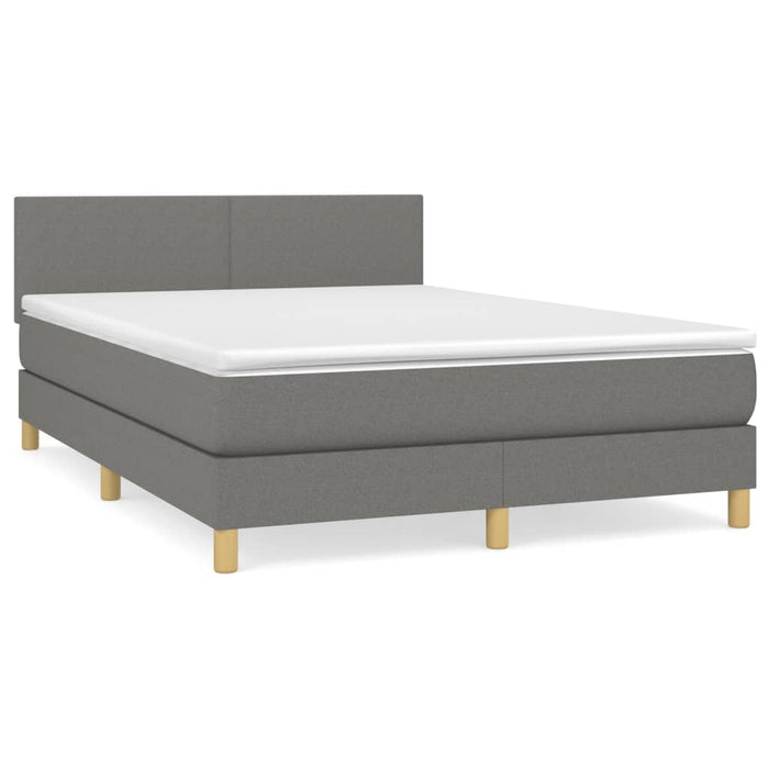 Pat box spring cu saltea, gri închis, 140x200 cm, textil - WALTI WALTI