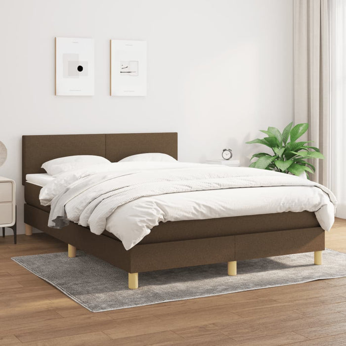 Pat continental cu saltea, maro închis, 140x200 cm, textil - WALTI WALTI