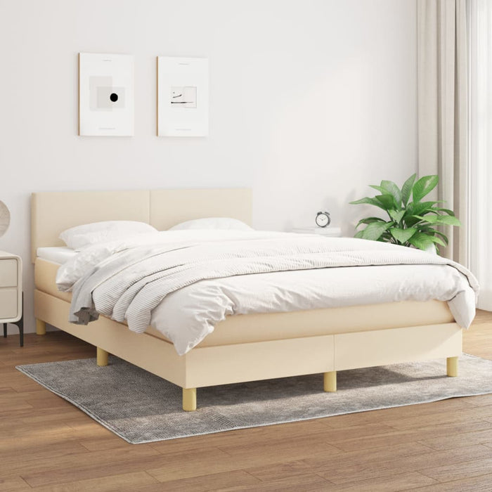 Pat continental cu saltea, crem, 140x200 cm, material textil - WALTI WALTI