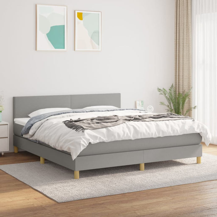 Pat continental cu saltea, gri deschis, 160x200 cm, textil - WALTI WALTI