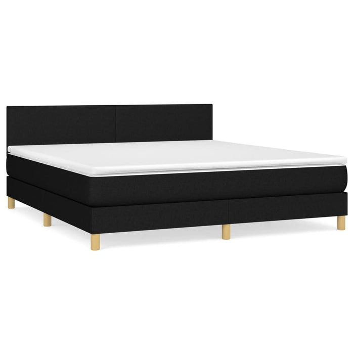 Pat box spring cu saltea, negru, 160x200 cm, textil - WALTI WALTI