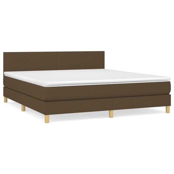 Pat box spring cu saltea, maro închis, 160x200 cm, textil - WALTI WALTI