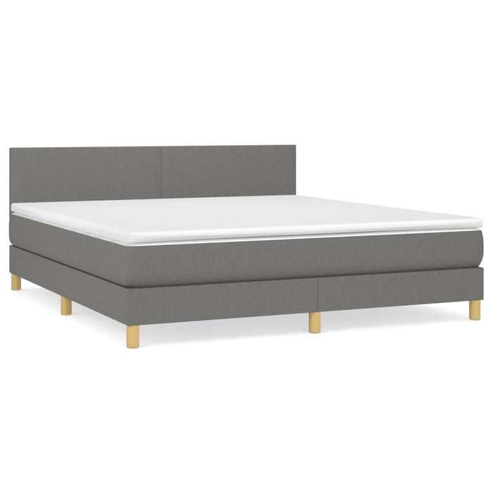 Pat box spring cu saltea, gri închis, 180x200 cm, textil - WALTI WALTI