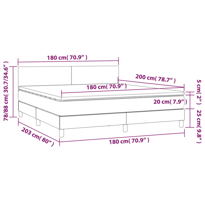 Pat box spring cu saltea, gri închis, 180x200 cm, textil - WALTI WALTI