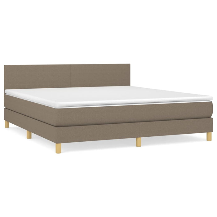 Pat continental cu saltea, gri taupe, 180x200 cm, textil - WALTI WALTI