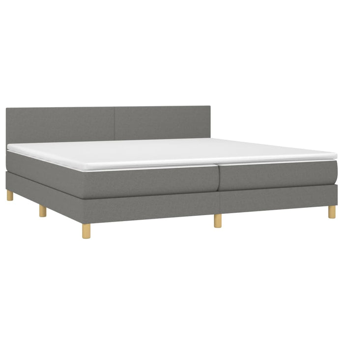 Pat box spring cu saltea, gri închis, 200x200 cm, textil - WALTI WALTI