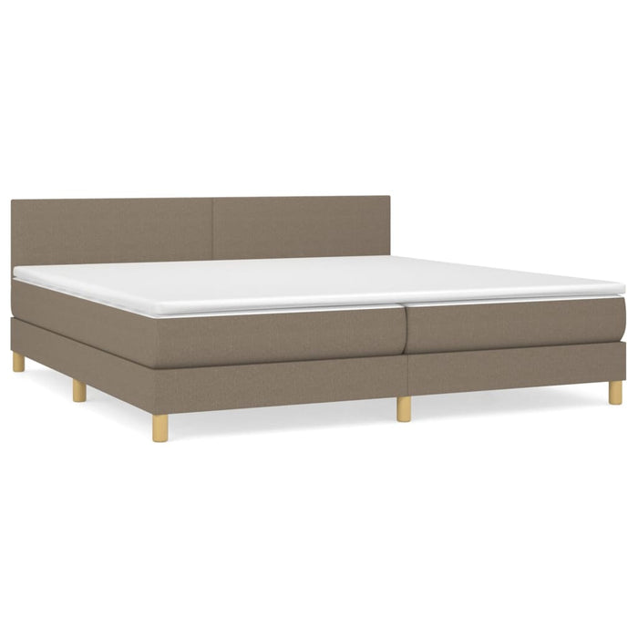 Pat box spring cu saltea, gri taupe, 200x200 cm, textil - WALTI WALTI