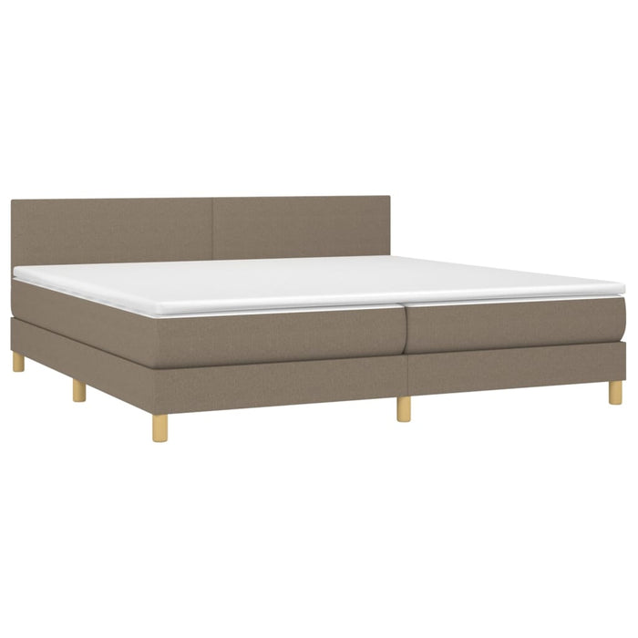 Pat box spring cu saltea, gri taupe, 200x200 cm, textil - WALTI WALTI