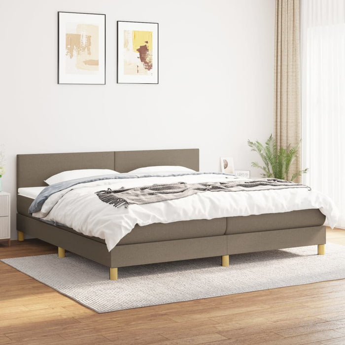 Pat box spring cu saltea, gri taupe, 200x200 cm, textil - WALTI WALTI