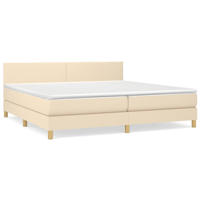Pat box spring cu saltea, crem, 200x200 cm, textil - WALTI WALTI