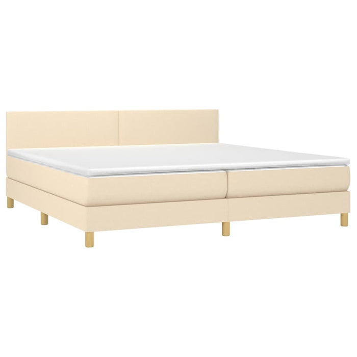 Pat box spring cu saltea, crem, 200x200 cm, textil - WALTI WALTI