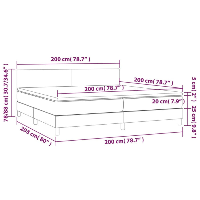 Pat box spring cu saltea, crem, 200x200 cm, textil - WALTI WALTI