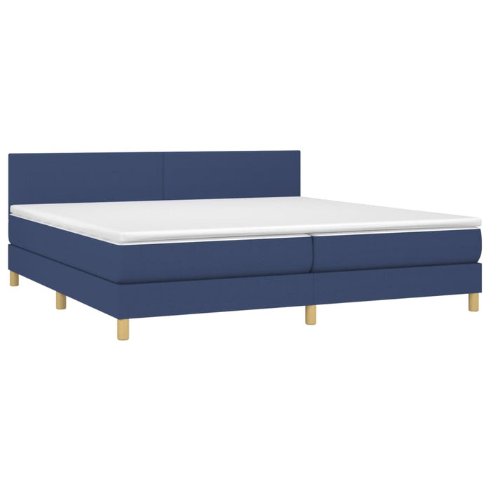 Pat box spring cu saltea, albastru, 200x200 cm, textil - WALTI WALTI