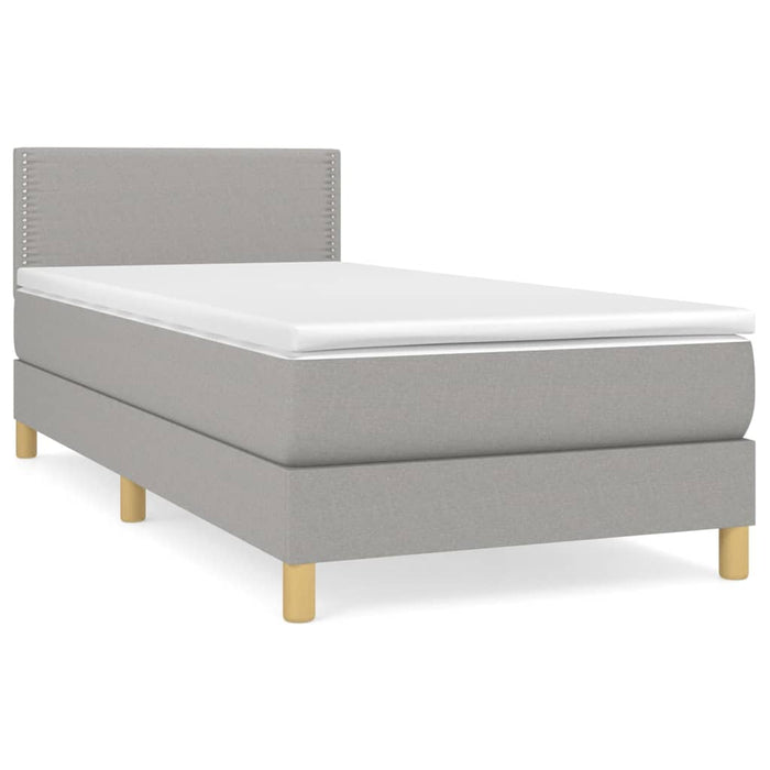Pat box spring cu saltea, gri deschis, 80x200 cm, textil WALTI
