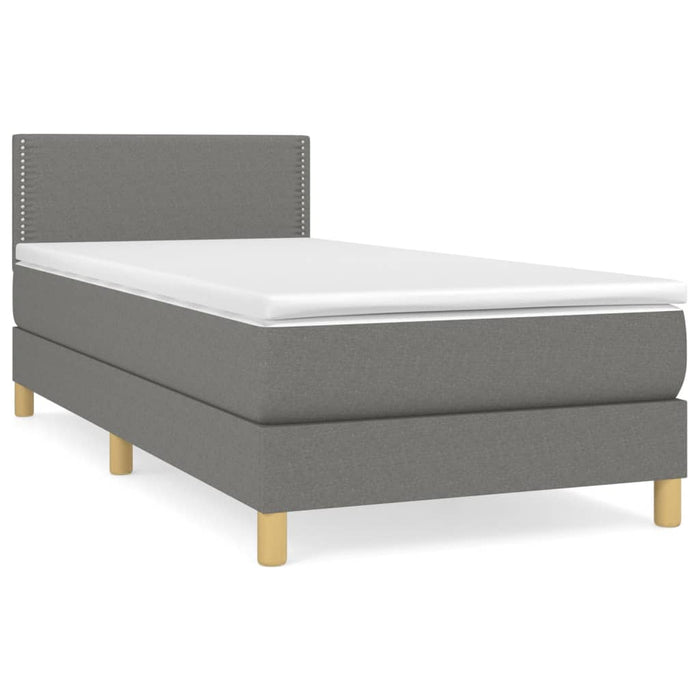 Pat box spring cu saltea, gri închis, 90x190 cm, textil - WALTI WALTI