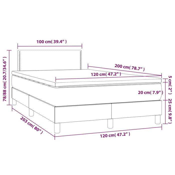Pat box spring cu saltea, negru, 120x200 cm, textil - WALTI WALTI