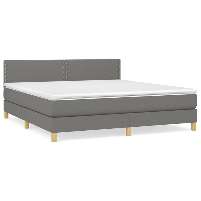 Pat box spring cu saltea, gri închis, 180x200 cm, textil - WALTI WALTI