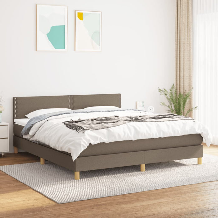 Pat continental cu saltea, gri taupe, 180x200 cm, textil - WALTI WALTI