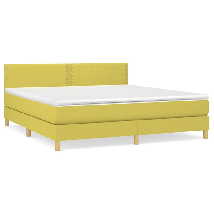 Pat box spring cu saltea, verde, 180x200 cm, textil WALTI