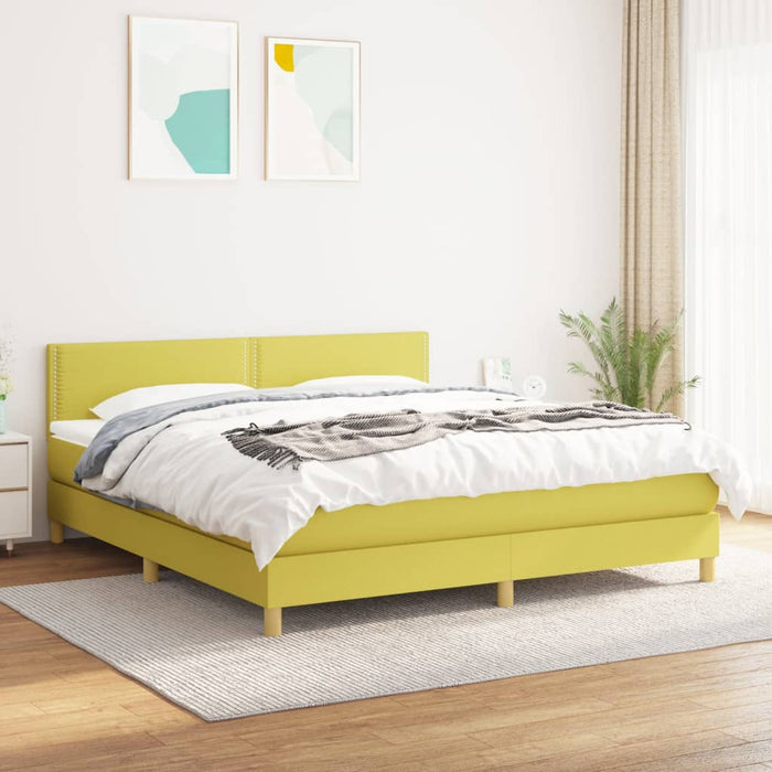 Pat box spring cu saltea, verde, 180x200 cm, textil WALTI