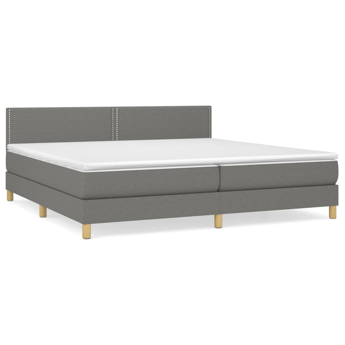Pat box spring cu saltea, gri închis, 200x200 cm, textil - WALTI WALTI