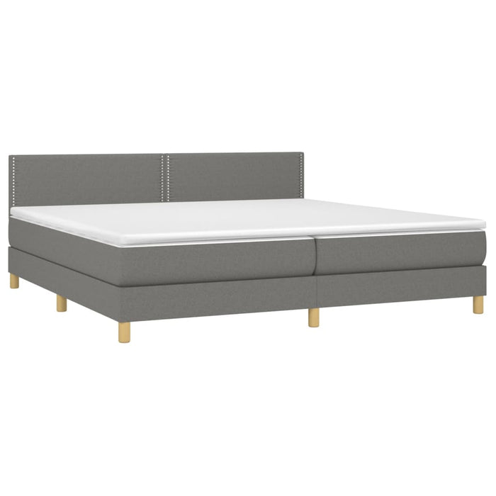 Pat box spring cu saltea, gri închis, 200x200 cm, textil - WALTI WALTI