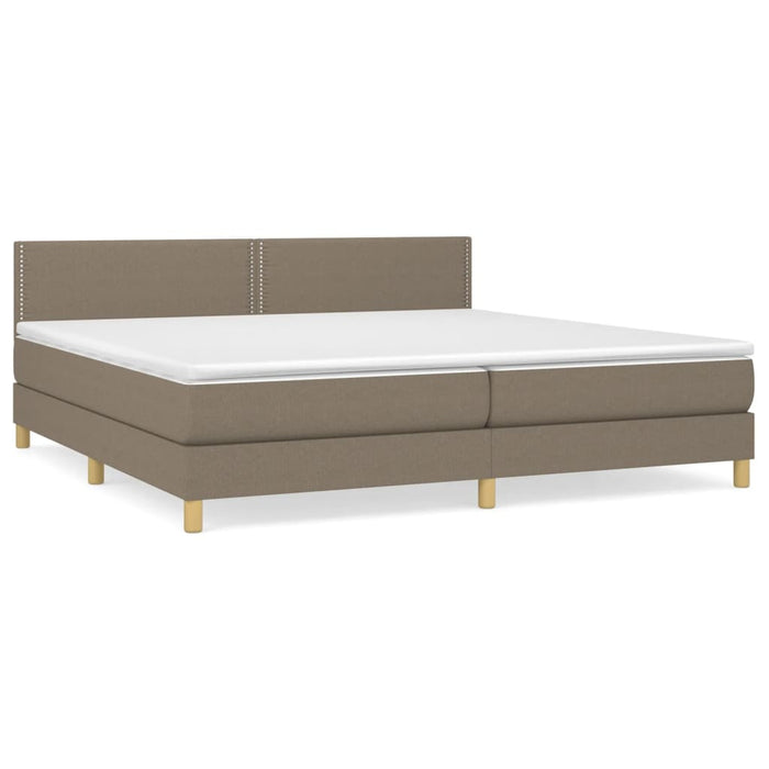 Pat box spring cu saltea, gri taupe, 200x200 cm, textil - WALTI WALTI