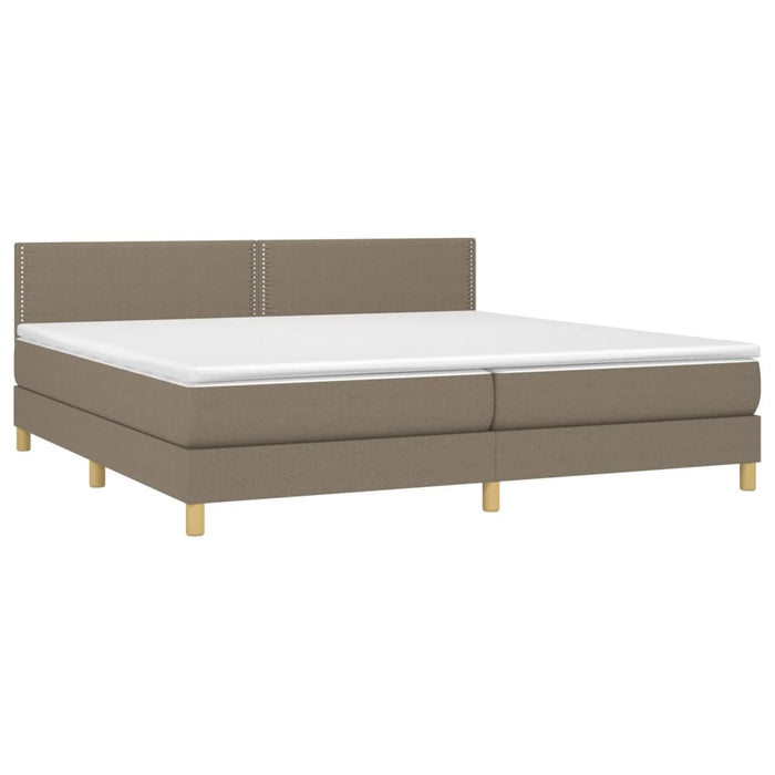 Pat box spring cu saltea, gri taupe, 200x200 cm, textil - WALTI WALTI