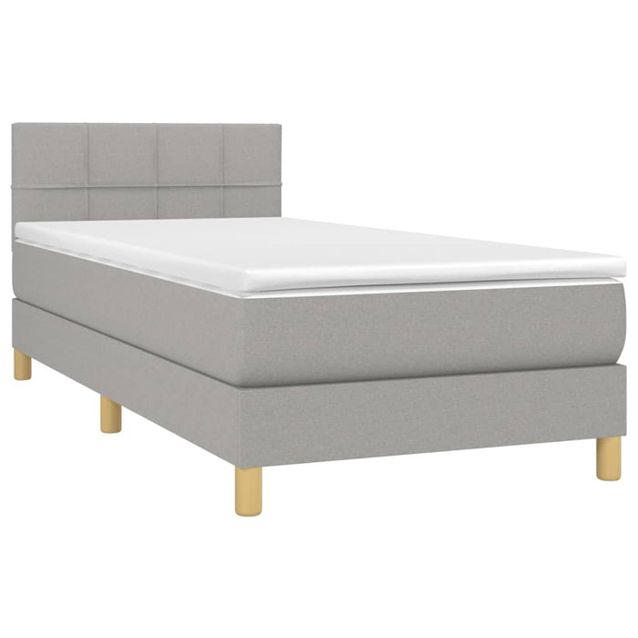 Pat box spring cu saltea, gri deschis, 90x190 cm, textil - WALTI WALTI