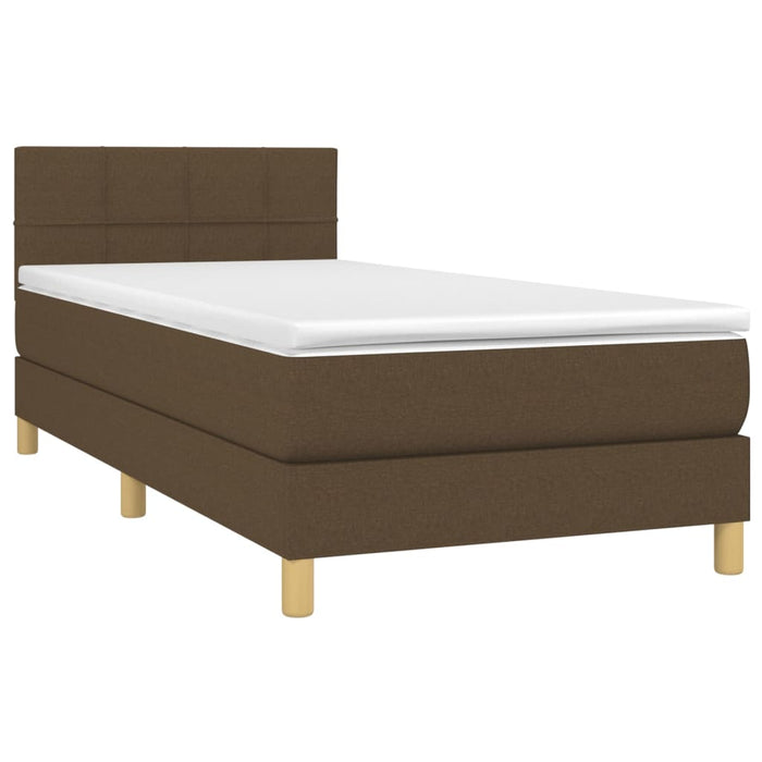 Pat box spring cu saltea, maro închis, 90x200 cm, textil - WALTI WALTI