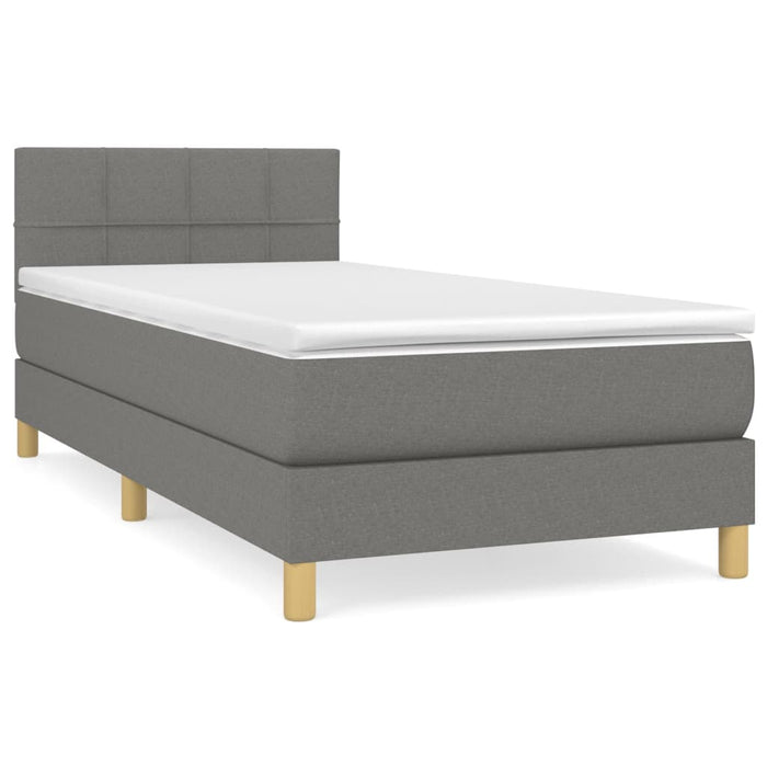 Pat box spring cu saltea, gri închis, 100x200 cm, textil - WALTI WALTI