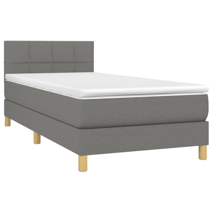 Pat box spring cu saltea, gri închis, 100x200 cm, textil - WALTI WALTI