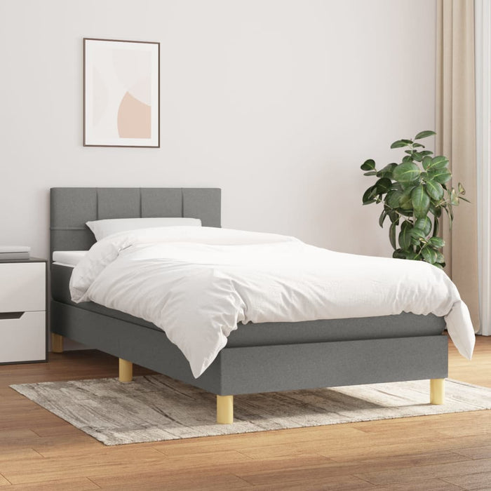 Pat box spring cu saltea, gri închis, 100x200 cm, textil - WALTI WALTI