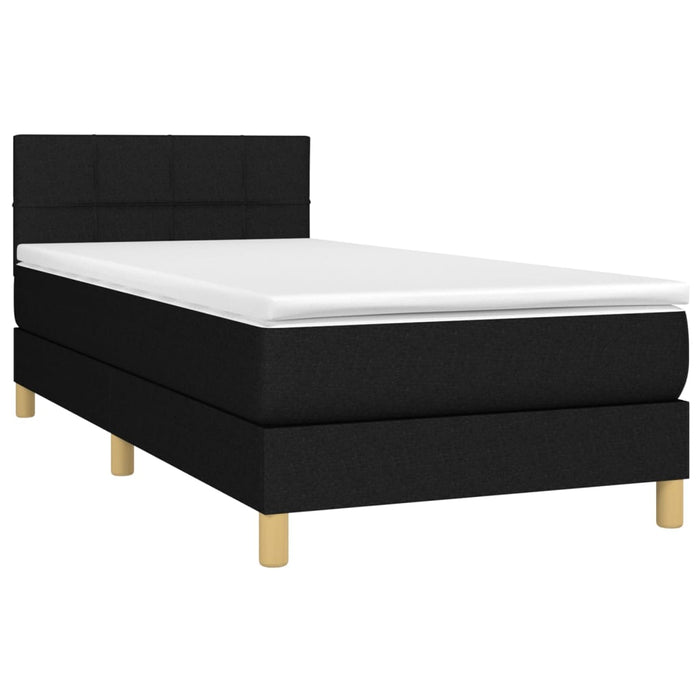 Pat box spring cu saltea, negru, 100x200 cm, textil - WALTI WALTI