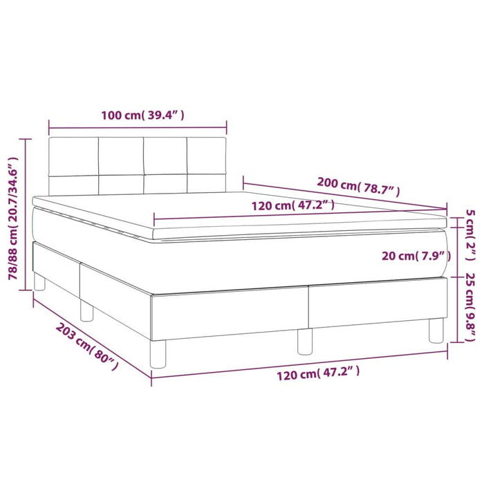 Pat box spring cu saltea, maro închis, 120x200 cm, textil - WALTI WALTI