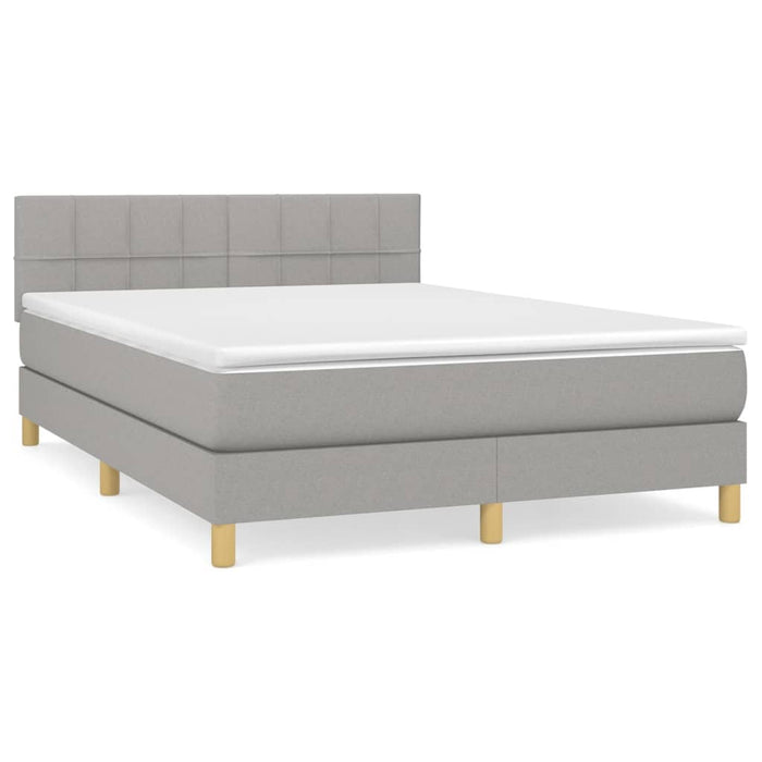 Pat box spring cu saltea, gri deschis, 140x190 cm, textil - WALTI WALTI